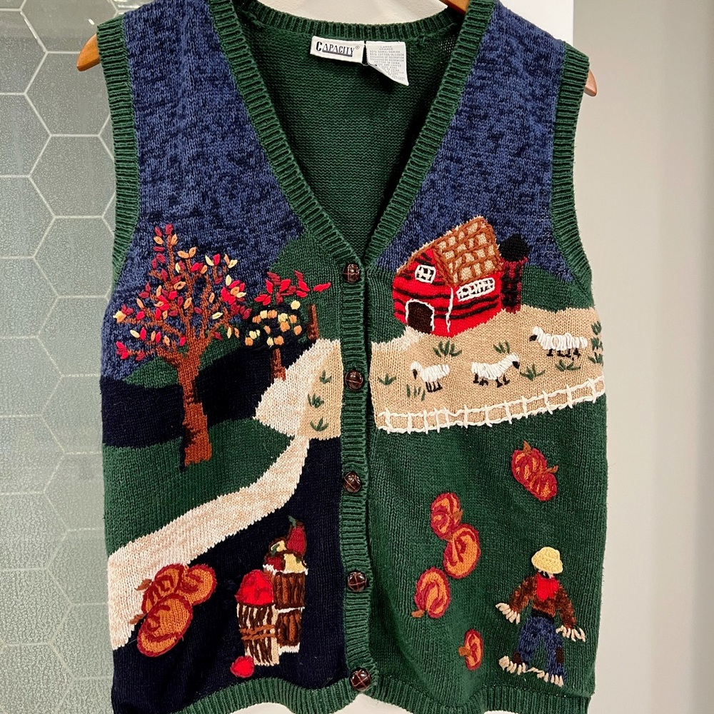 Capacity Vintage Fall Embroidered Sweater Vest